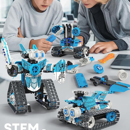 5 in 1 STEM RC Robot Building Kit, 398PCS APP & Remote Control Blocks DIY Engineering Robotics, Erector Science Set for Kids Age 6 7 8 9 10 11 12+, Educational Learn Toys Gift for Boys & Girls