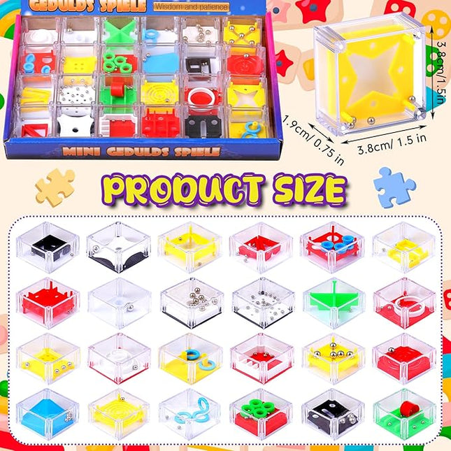 Sumind 24 Mini Maze Cube Puzzle Box Set, Balance Iq Maze Game 1.5 Inch 3D Brain Teaser Ball Ideal Prizes Gifts Puzzles Party Favor Games for Mind Challenge Gifts (Classic)