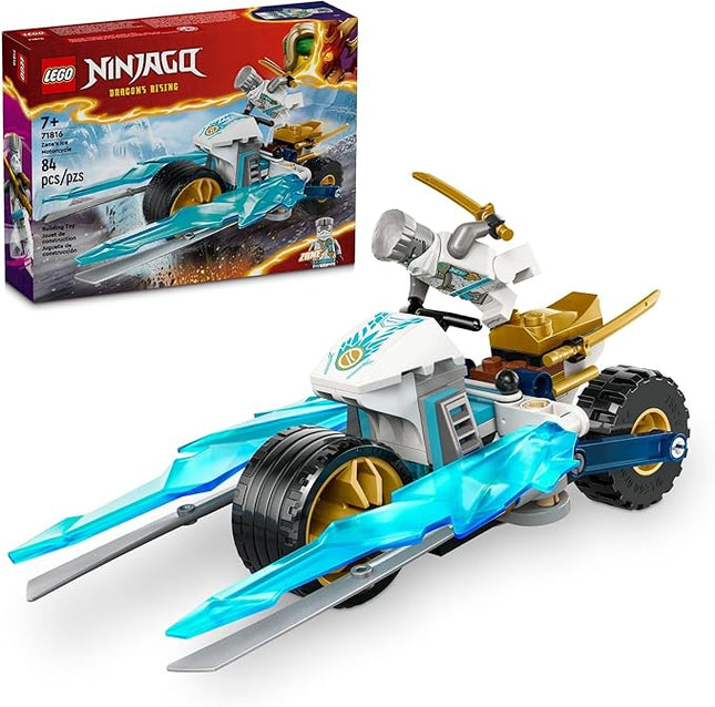 LEGO NINJAGO Zane’s Ice Motorcycle Toy with 1 Minifigure Included, Buildable Model Vehicle, Ninja Gift for Kids Ages 7 and Up, 71816