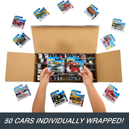 Hot Wheels Toy Cars & Trucks, 50-Pack of 1:64 Scale Vehicles, Individually Packaged (Styles May Vary) (Amazon Exclusive)