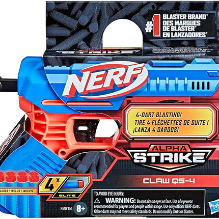 NERF Alpha Strike Claw QS-4 Blaster 4 Official Elite Foam Darts