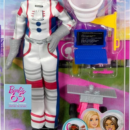 Barbie 65th Anniversary Doll & 10 Accessories, Astronaut Set with Brunette Doll, Rolling Rover, Space Helmet with Flipping Shield & More