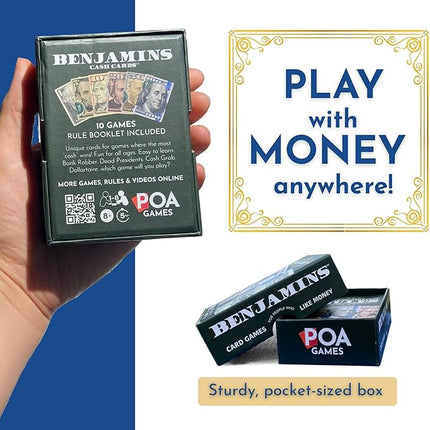 Benjamins Cash Cards – Money-Themed Card Games for Adults, Teens & Families, Fast-Paced Strategy Card Games for Parties, Entertaining & Fun Games for Family Night. Play with Money.