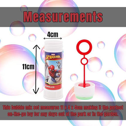 Toyland® Pack of 12 Spider-Man Bubbles with Wands, 2fl oz Solution & Novelty Maze Lid - Pocket Money & Party Bag Toys