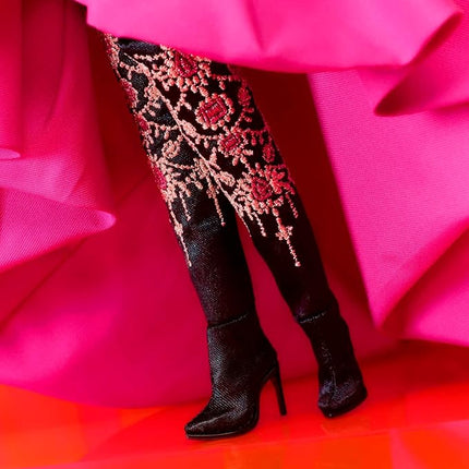 Barbie - Fuchsia Long Dress Doll in Taffeta with Sweetheart Neckline with Pleats and Gathering Details, Matching Belt and a Wide Train, Adult Toy, HBX96