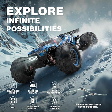 Hosim Brushless RC Cars, 1:10 68+ KMH High Speed Remote Control Car for Adults Boys, 4X4 All Terrains Waterproof Off Road Hobby Grade Large Fast Racing Buggy Toy Gift Monster Trucks