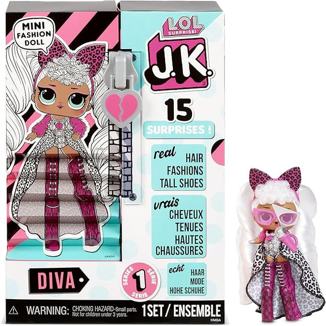 L.O.L. Surprise! LOL Surprise JK Mini Fashion Doll Diva with 15 Surprises Including Dress Up Doll Outfits, Exclusive Doll Accessories - Gifts for Girls and Mix Match Toys for Kids 4-15 Years