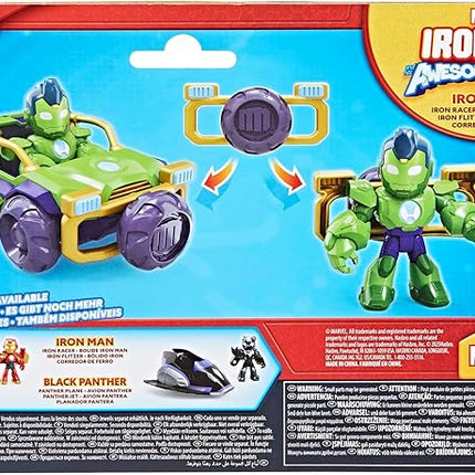 IRON MAN AND HIS AWESOME FRIENDS Marvel Iron Hulk Iron Racer Action Figure & Toy Vehicle, 3-Inch Super Hero Toys for Kids, Ages 3+