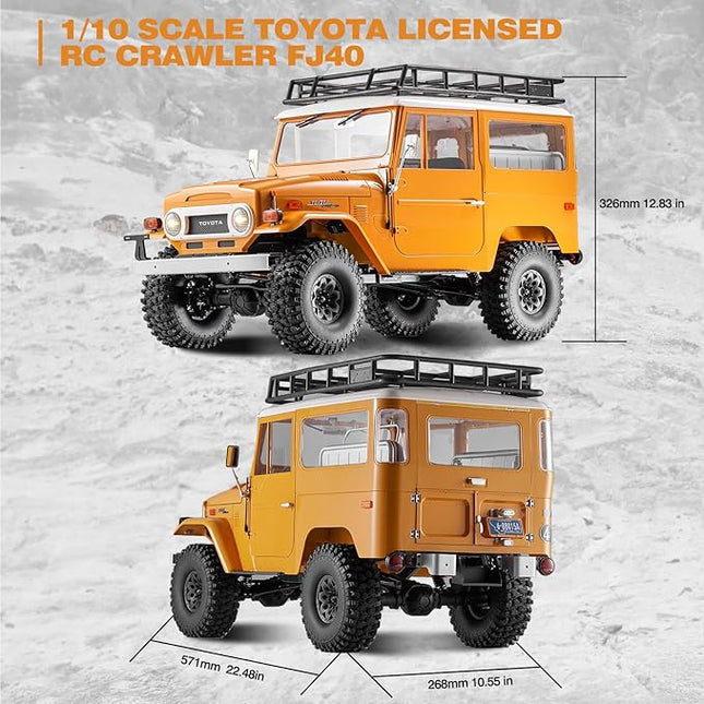 BEEZRC FMS 1/10 RC Crawler FJ40 Toyota Licensed 4WD 2.4G Model Car Hobby 4x4 Rock Crawler Offroad Truck Remote Control Car with Transmitter for Adults (Yellow) FMS11035RSYL
