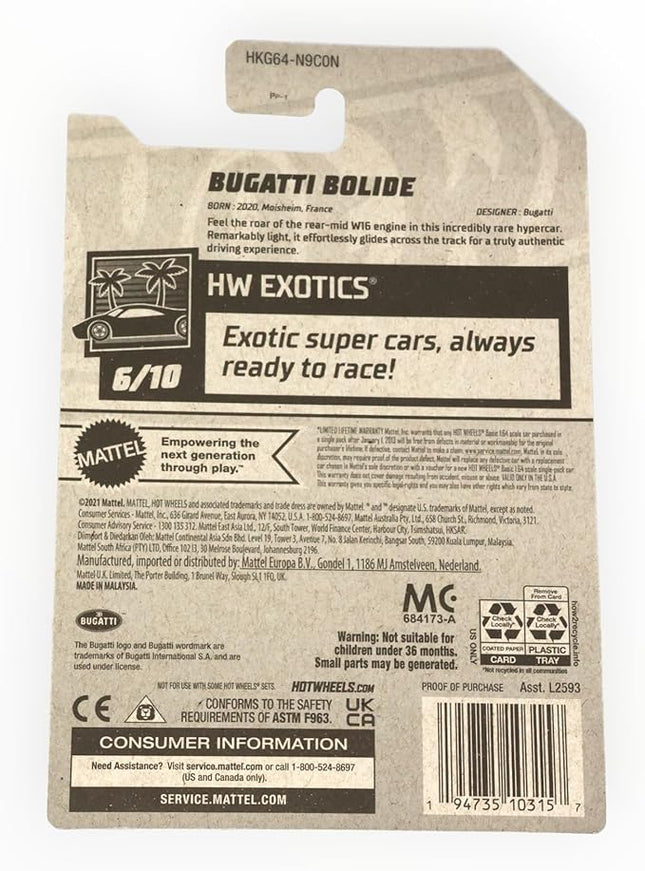 Hot Wheels Bugatti Bolide, HW Exotics 6/10 [Black/Blue] 213/250