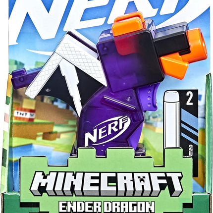 Nerf MicroShots Minecraft Ender Dragon Mini Blaster, Minecraft Dragon Mob Design, Includes 2 Official Elite Darts, Priming Handle