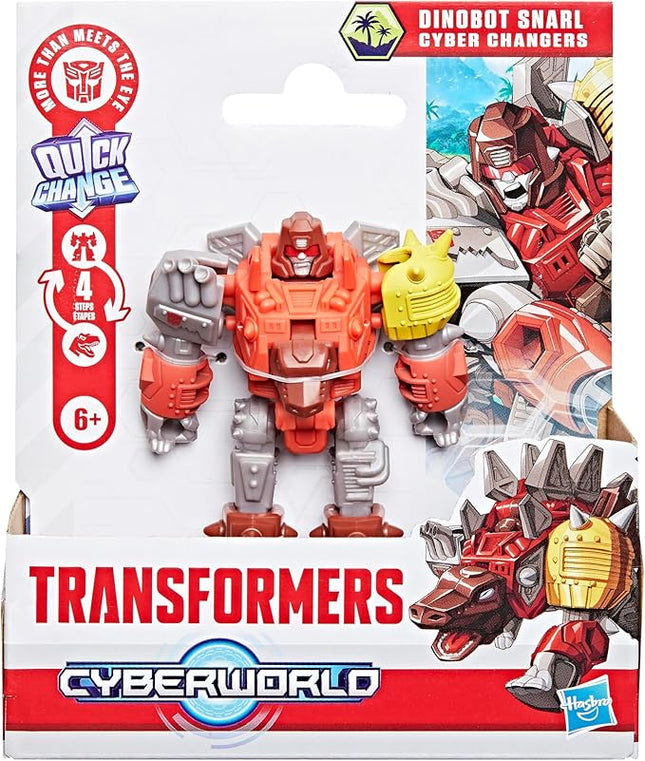 Transformers CYBERWORLD Dinobot Snarl Cyber Changers 4-Inch Action Figure, Quick Change to Dino Mode, Robot Toys for Boys and Girls 6 and Up