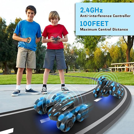 Eulogia Gesture Sensing RC Stunt Car for Kids, Double Sided 360° Flips & Rotating, 40+ Mins Playtime, Durable Off-Road Remote Control Car Toys Gifts for Boys Girls Age 5-12 (Blue)