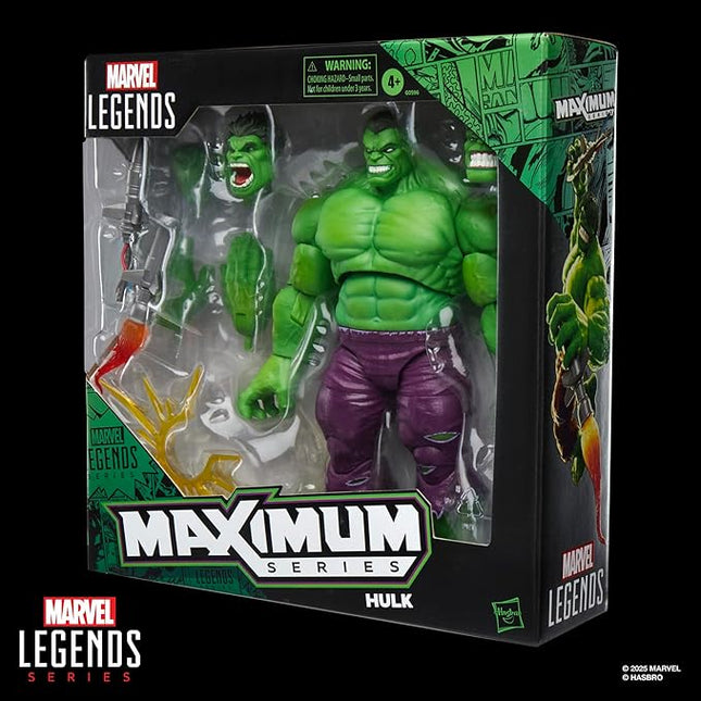 Marvel Legends Maximum Series Hulk, Deluxe Hulk Comics Collectible 6-Inch Scale Action Figure with Incredible Articulation and Smashing Accessories