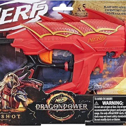 NERF DragonPower Fireshot Dart Blaster, Inspired by Dungeons and Dragons, 5 Darts, 4-Dart Storage, Priming Handle