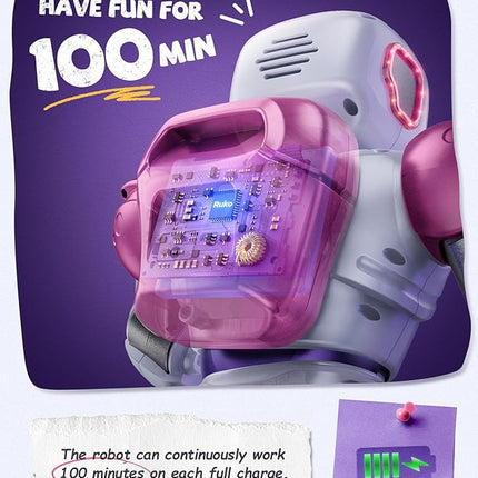 Ruko 1088 Smart Robot Toys for Kids, Large STEM Programmable Interactive RC Robot with Voice Control, App Control, Gifts for Boys & Girls Age 4 5 6 7 8 9, Pink