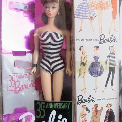 Barbie 35th Anniversary Doll (Brunette Hair) Reproduction 1959 Doll & Package Special Edition (1993)