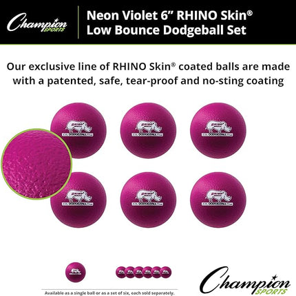 Champion Sports® Rhino Skin® Low Bounce Dodgeball Sets & Singles for Playground, PE, Backyard & League Games – Team Sports Equipment for Youth & Adults