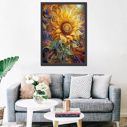 Graffitic Blossom Jigsaw Puzzles 1000 Pieces for Adults, Families (Sunflowers,Plants,Green Leaves) Pieces Fit Together Perfectly 19.7''x27.6''inch Wildflowers Frameable Magic Puzzle Art（Yellow）