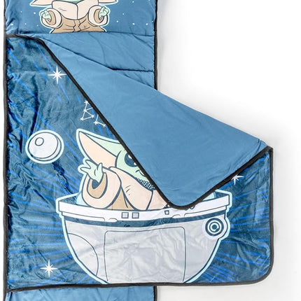 Jay Franco Kids Nap Mat with Embedded Pillow & Blanket – Soft 46"x20" Microfiber Sleeping Bag with Name Tag & Handle