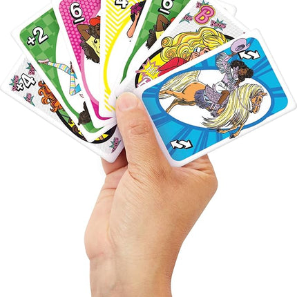 Mattel Games UNO Barbie Card Game with Special “Hi, Barbie!” Rule for Kids, Adults & Family Nights, Game Nights, Travel, Camping & Parties.