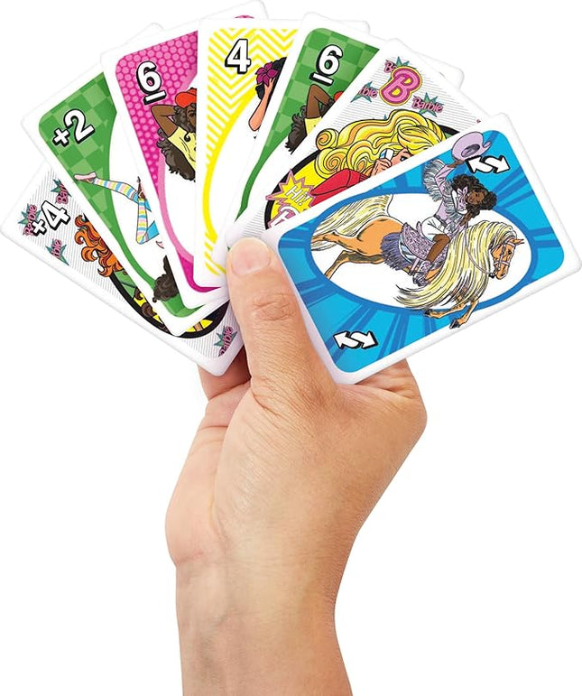Mattel Games UNO Barbie Card Game with Special “Hi, Barbie!” Rule for Kids, Adults & Family Nights, Game Nights, Travel, Camping & Parties.