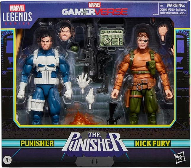 Marvel Legends Series Gamerverse Punisher & Nick Fury, Retro Video Game-Inspired Collectible 6-Inch Action Figures