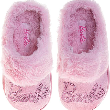 Josmo Barbie Girls Slippers Cozy Fuzzy Plush House Shoes Warm Indoor Outdoor Kids Bedroom Slippers for Little Kid Big Kid Adults