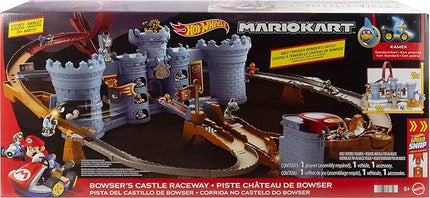 Hot Wheels Toy Car Track Set, Mario Kart Bowser’s Castle Playset & 1:64 Scale Die-Cast Kamek, Interactive Play, with Storage for 30+ Vehicles
