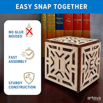 3D Wooden Puzzles for Teens & Adults – Smart Brain Teaser Puzzles, Wood Models, Creative & Educational Fun, Sustainable Materials, Ages 14 and Up Hexahedron D6