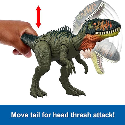 Mattel Jurassic World Rebirth Gigantic Thrashers Tyrannotitian Dinosaur Figure Toy, 2 Tail Activated Rampage Attacks, Digital Play
