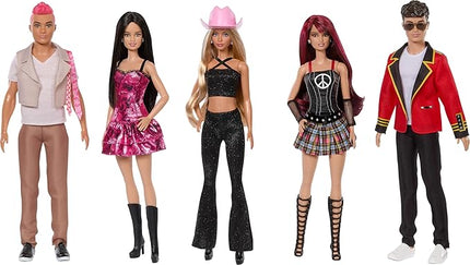Barbie RBD Set of 5 Fashion Dolls with Roberta, Mia, Lupita, Diego & Giovanni in Removable Concert Looks, Band Collectible