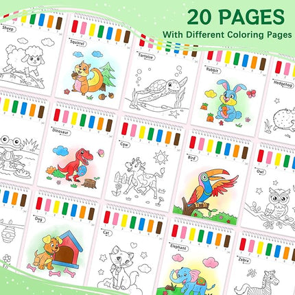 Paint with Water Coloring Books for Toddlers,Animal Theme Mess Free Watercolor Painting Papers for Kids Water Color Paint Kit Art Craft Gift for Ages 1-3, 4-8