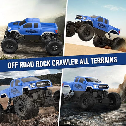 DOUBLE E Ford Raptor F150 RC Car 4WD Monster Trucks for Boys,11 Inches Off Road Crawler Vehicle RC Truck Toy Gift for Boys Girls 6 7 8-12 Years-Blue