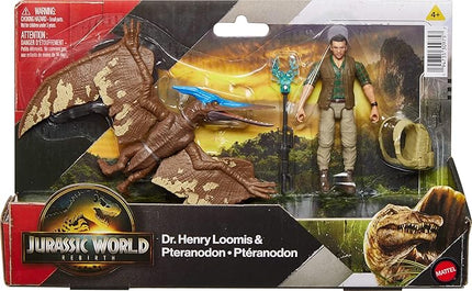 Mattel Jurassic World Rebirth Human & Dinosaur Figure Pack, Dr Henry Loomis & Pteranodon, Movie Accurate 3.75 Inch Scale, Posable Collectible