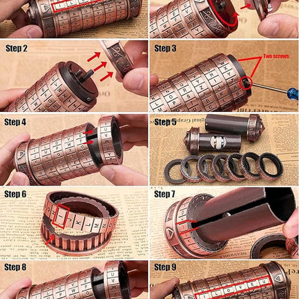 Cryptex Da Vinci Code Mini Cryptex Lock Puzzle Boxes with Special Compartments Anniversary Valentine's Day Romantic Birthday Gifts for Her Gifts for Girlfriend Box for Men