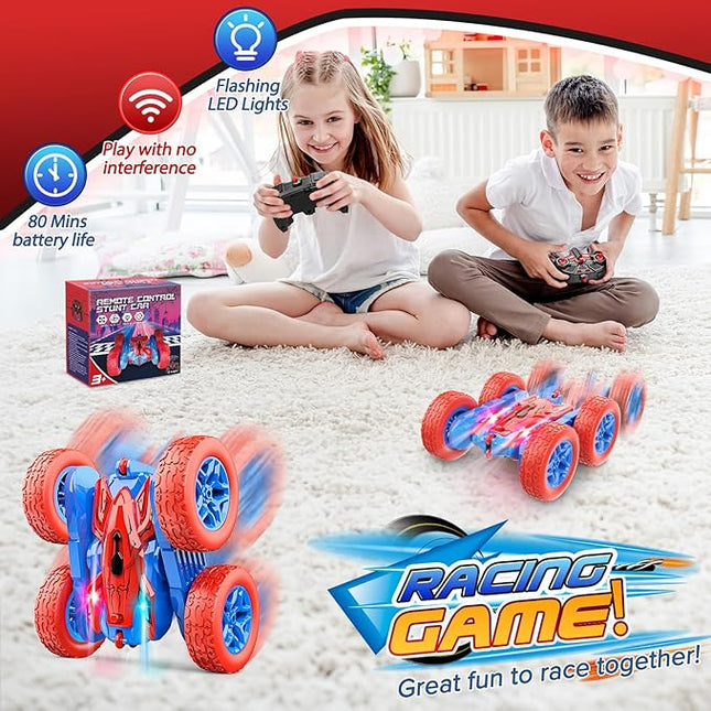RC Cars Toys for Boys Ages 3-8 Kids Remote Control Stunt Car Toy Christmas Birthday Gifts for 4 5 6 7 8 9 10 Year Old Boy Girl Gift 360° Flip 4WD Car for Boys Age 4-6 5-7 Stocking Stuffers