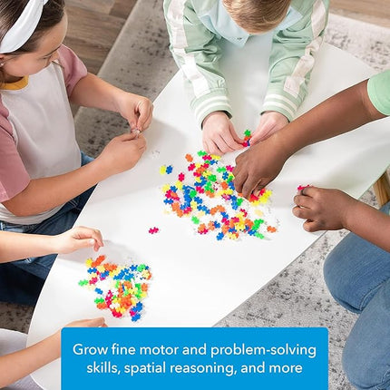 PLUS PLUS 240 Piece Interlocking Building Blocks for Kids, Open Ended Connecting Toys, STEM Bin Mini Manipulatives - Neon Mix Play Tube & Baseplate