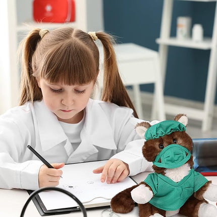 DolliBu Brown Cat Doctor Plush Toy - Super Soft Cat Doctor Stuffed Animal Dress Up with Cute Uniform and Cap Outfit - Fluffy Toy Plush Gift for Doctor, Nurse, Surgeon, Dentist - 7 Inch