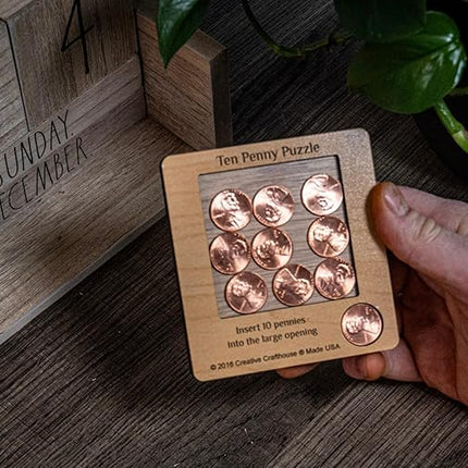 10 Penny Puzzle - Coffee Table Puzzle - Executive Toy - Wood Brain Teaser