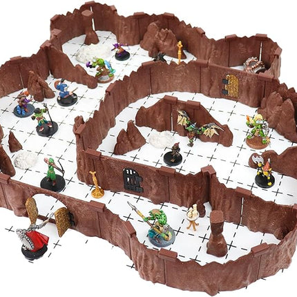 Goblin Cavern Set - Mini Dungeon Castle Cavern DND Terrain for Tabletop RPGs, Dungeons & Dragons, Pathfinder, War Gaming, and More! - by DCD (64+pcs, 1.4sqft, 8areas)