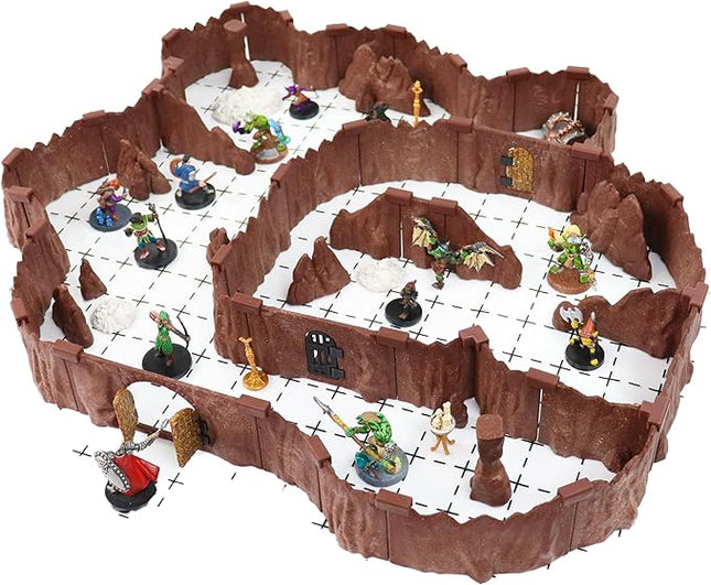 Goblin Cavern Set - Mini Dungeon Castle Cavern DND Terrain for Tabletop RPGs, Dungeons & Dragons, Pathfinder, War Gaming, and More! - by DCD (64+pcs, 1.4sqft, 8areas)