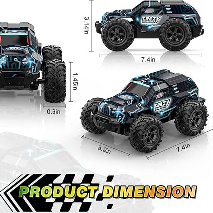 Remote-Control-Car, 2.4GHz High Speed Rc Cars Truck, Offroad Monster Hobby Racing Car with LED Cool Bodylight and Rechargeable Battery, Toy Gifts 3 4 5 6 7 8 Year Old Boys Girls Kids