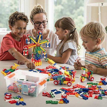 cossy STEM Building Toys for Kids, Construction Building Blocks, Educational Toys for 3-5 4-8 5-7 6-8 Year Old, Creative Games, Engineering, STEM Kits, 208 Pcs
