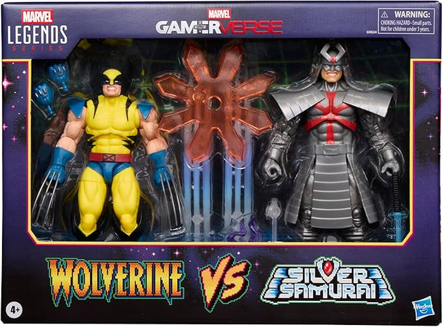 Marvel Legends Series Gamerverse Wolverine vs Marvel's Silver Samurai, Retro Video Game -Inspired Collectible 6-Inch Action Figures