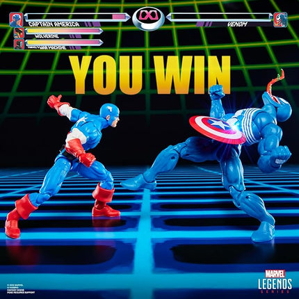 Marvel Legends Series Gamerverse Captain America vs Venom, Retro Video Game-Inspired Collectible 6-Inch Action Figures