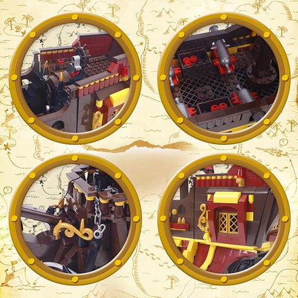 1427PCS Red Pirate Ship Building Blocks Toys Compatible Lego Size,Creative Queen Anna's Revenge Pirates Architecture Corsair Building Set,A Wonderful Present for 6+ Boys, Girls or Adults