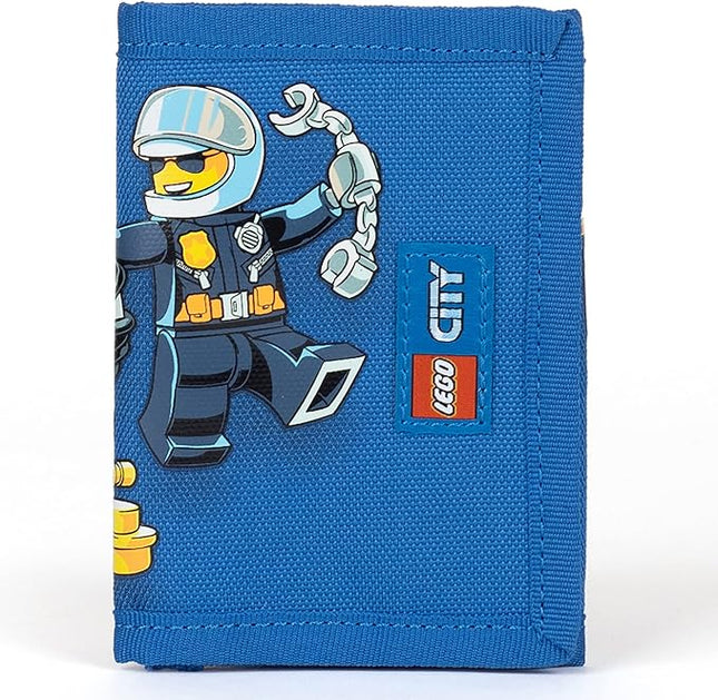 LEGO Trifold Wallet, Kids Unisex Wallet for Boys and Girls, with Clear ID Window, Card and Cash Pockets and Secure Hook and Loop Closure, Police and Fire
