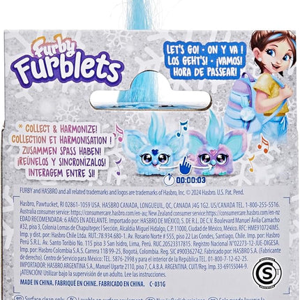 Furby Furblets SNO-Way Holiday Edition Mini Friend, 45+ Sounds, Holiday Music, Speaks Only Furbish, Electronic Plush Toys for Girls & Boys, Interactive Pets, Blue & White, 6+
