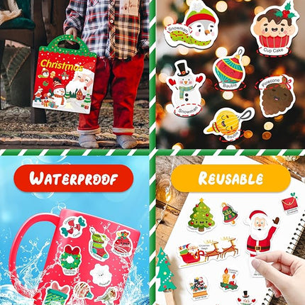 Benresive Reusable Sticker Book for Toddlers 2-4 Years, Fun Travel Stickers for Kids, Waterproof Sticker Books for Toddlers 1-3, Crafts Activities for Todddlers 1-3 2-4 3-5 - Christmas